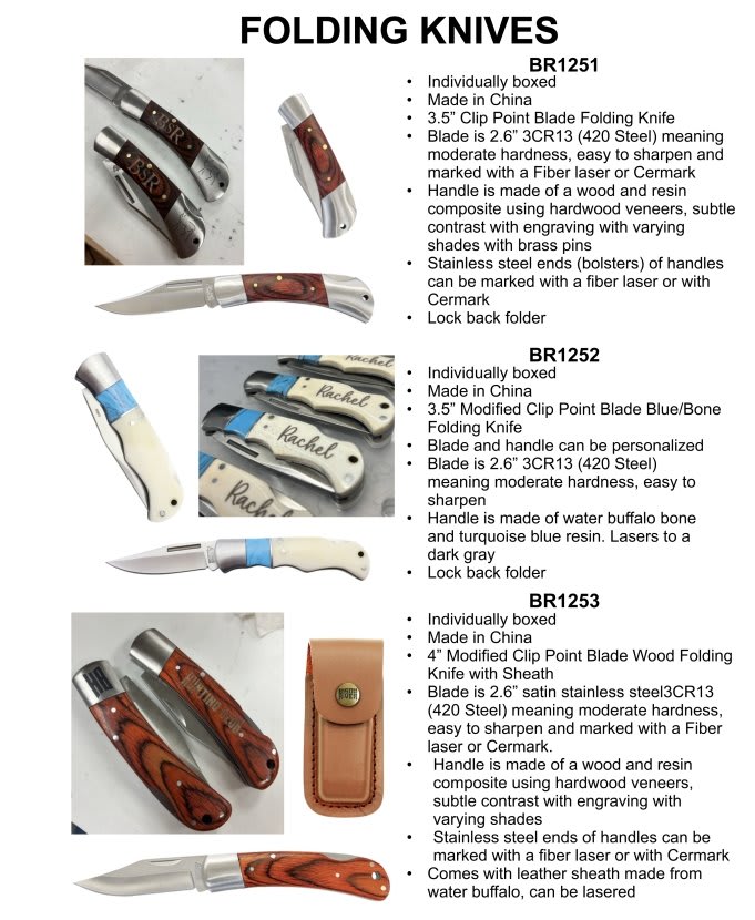 Personalized Bone and Blue Pocket Knife
