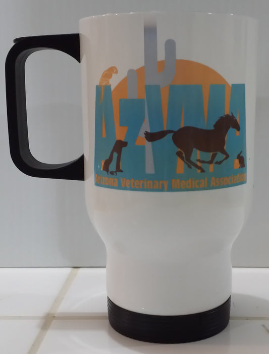 14 OZ WHITE STAINLESS STEEL TRAVEL MUG