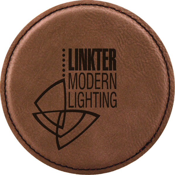 DARK BROWN ROUND LEATHERETTE COASTER