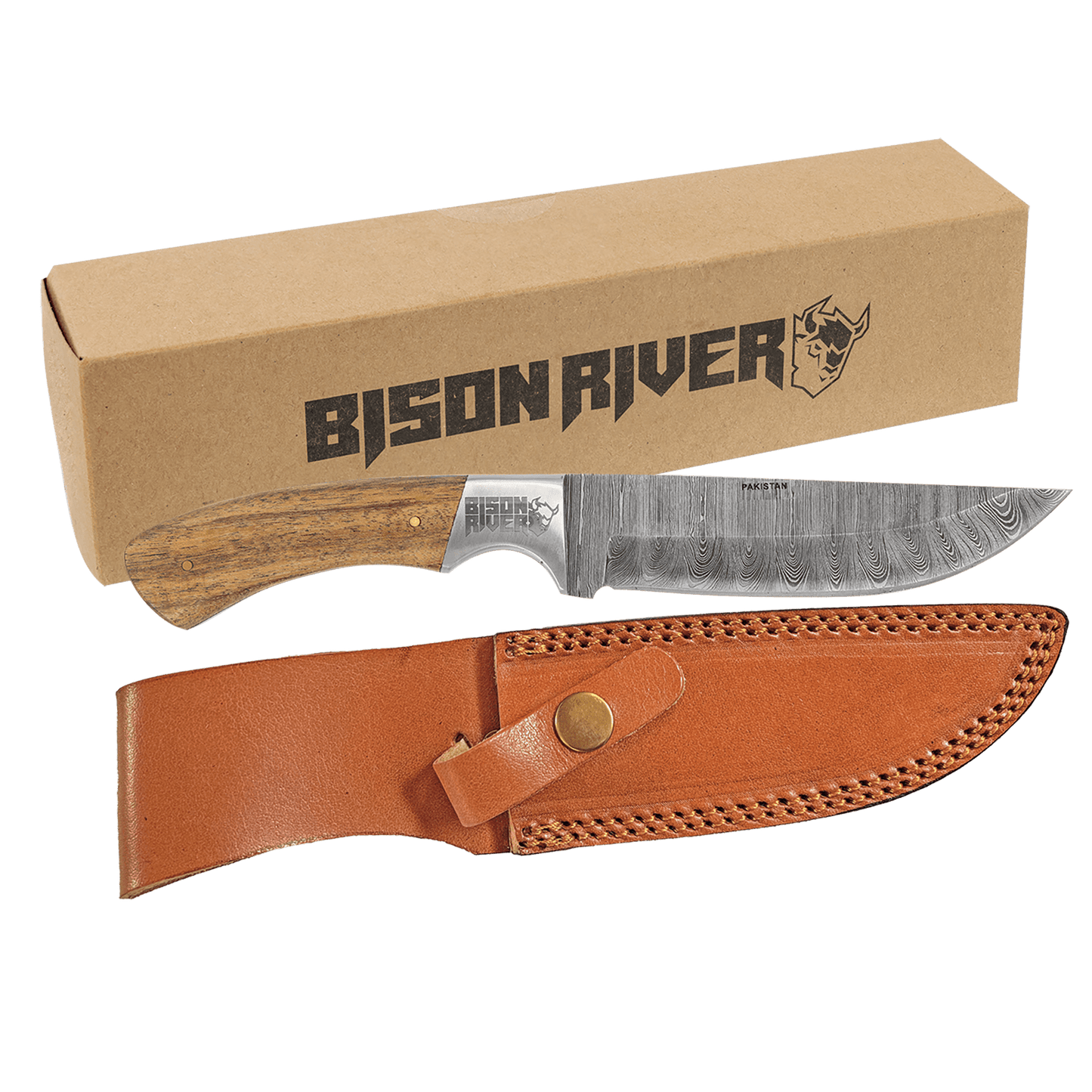 Damascus Fixed Blade Knife with Sheath Personalized