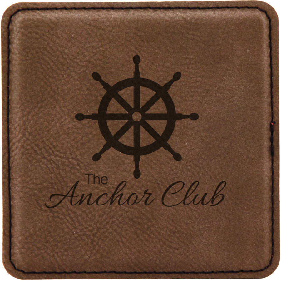 DARK BROWN SQUARE LEATHERETTE COASTER