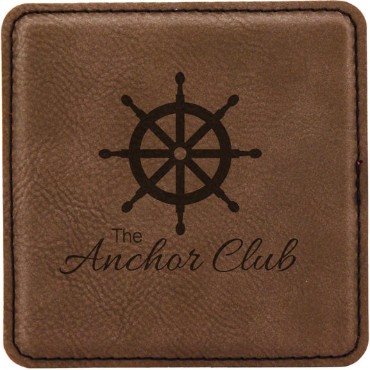 DARK BROWN SQUARE LEATHERETTE COASTER