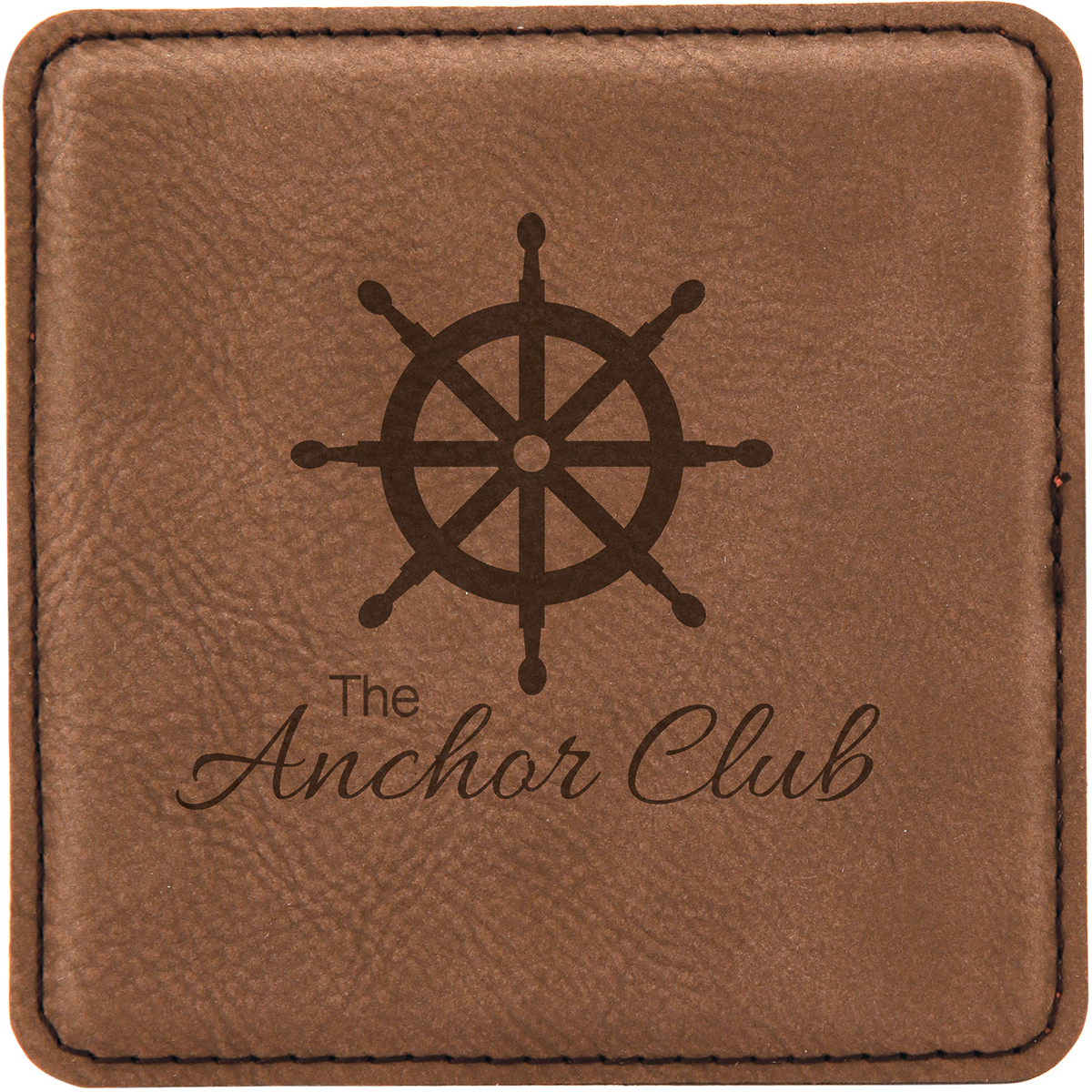 Square Dark Brown Leatherette Coaster