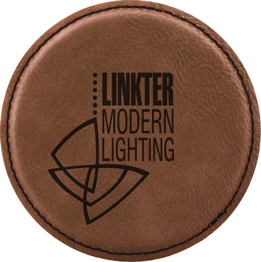 DARK BROWN ROUND LEATHERETTE COASTER