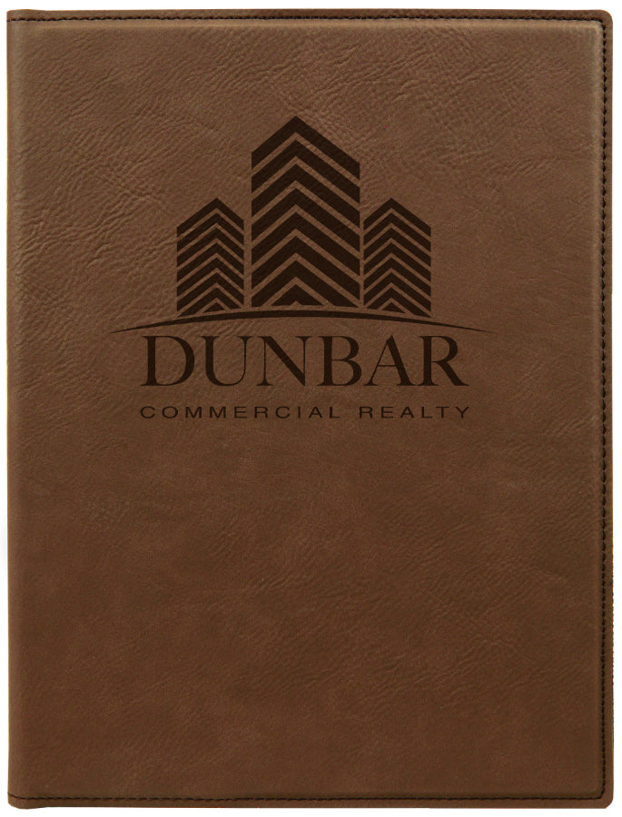 DARK BROWN LASER ENGRAVED LEATHERETTE MINI PORTFOLIO