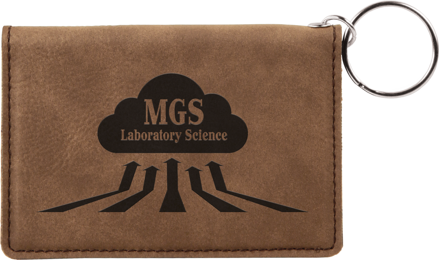 Dark Brown Leatherette Keychain ID Holder