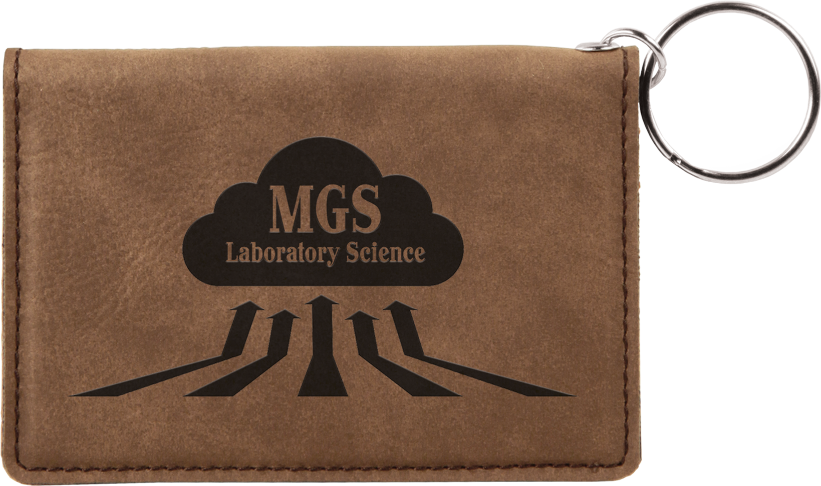 Dark Brown Leatherette Keychain ID Holder