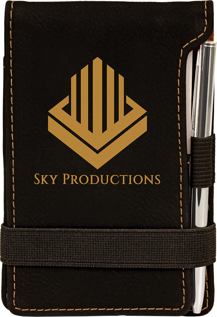 Black Leatherette Mini Notepad & Pen