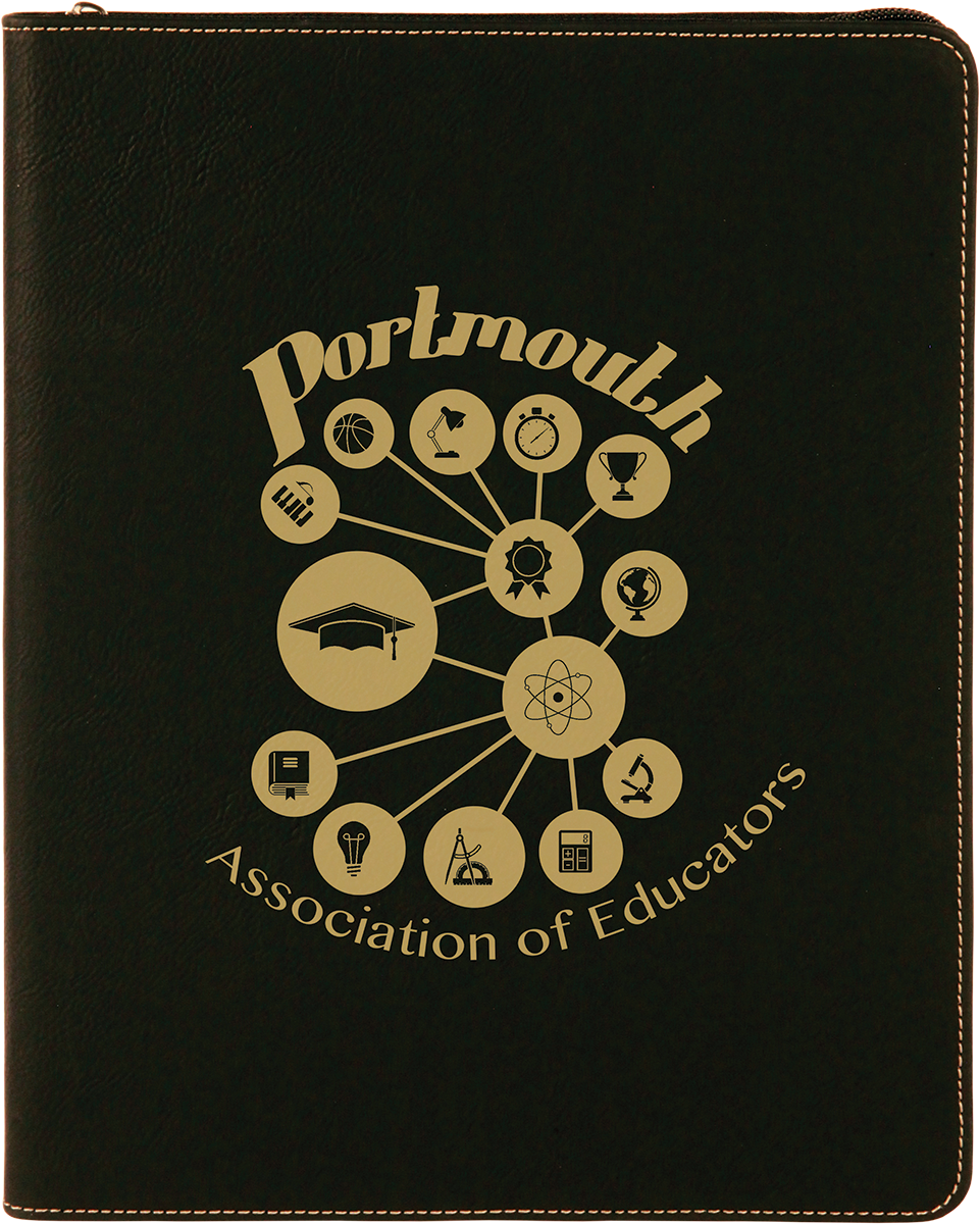 9 1/2" x 12" Black Leatherette Portfolio with Zipper