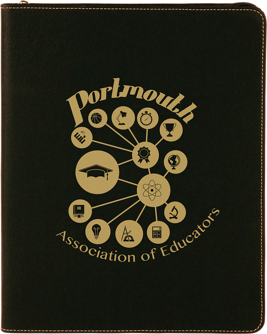 9 1/2" x 12" Black Leatherette Portfolio with Zipper