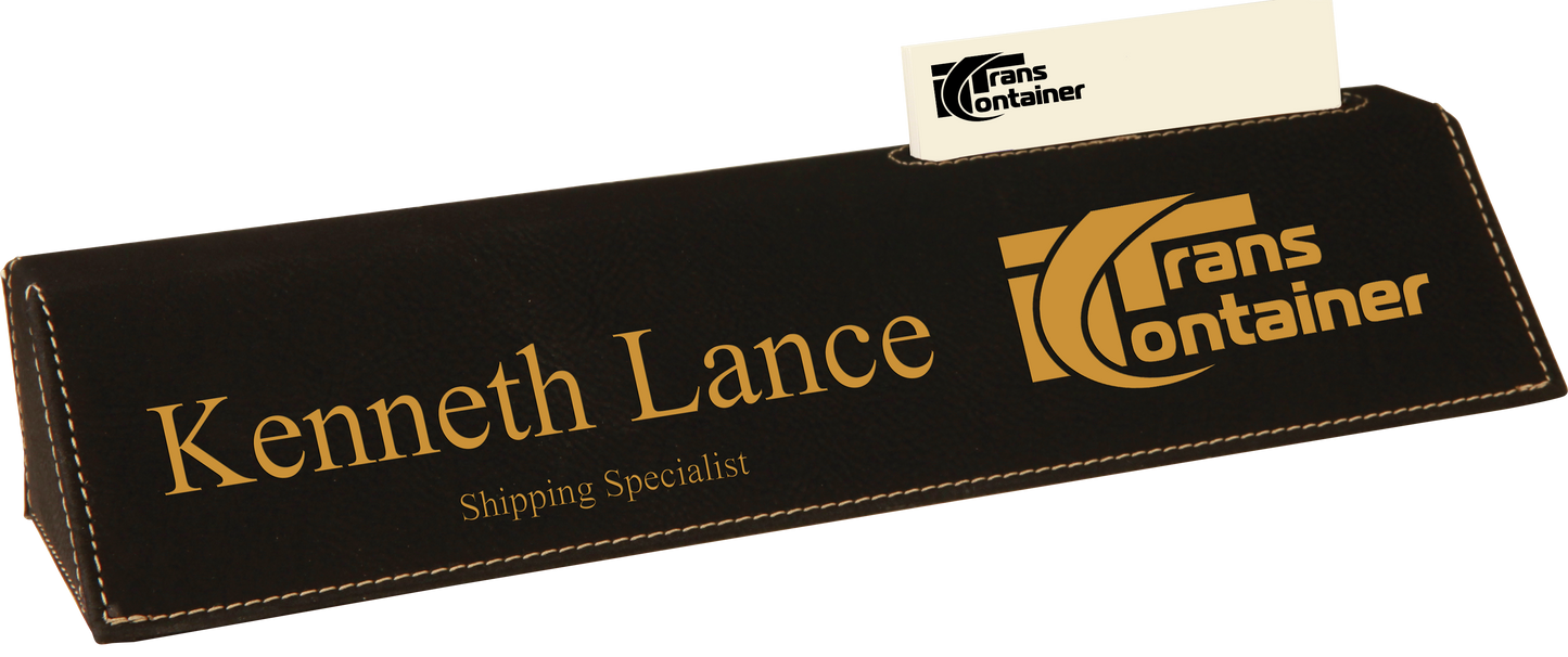 10 1/2" Black Leatherette Desk Wedge with Business Card Holder