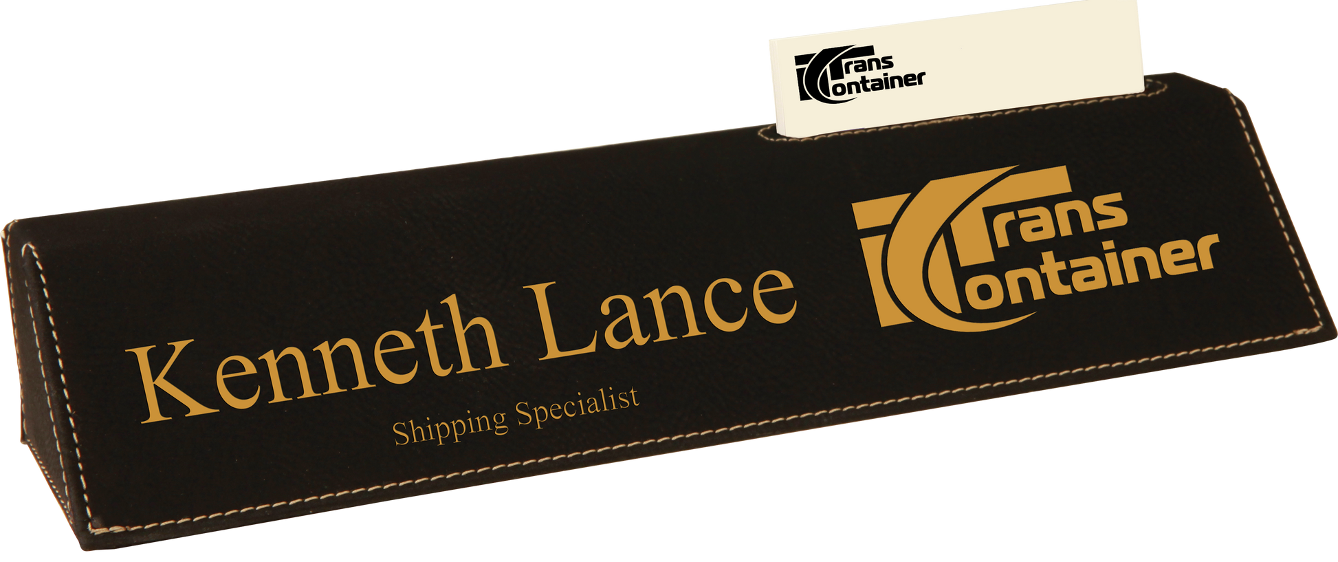 10 1/2" Black Leatherette Desk Wedge with Business Card Holder