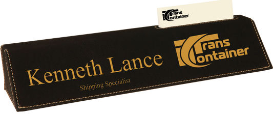 10 1/2" Black Leatherette Desk Wedge with Business Card Holder