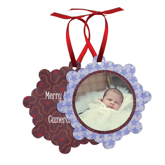 LONDON 2 SIDED METAL ORNAMENT WITH RED RIBBON