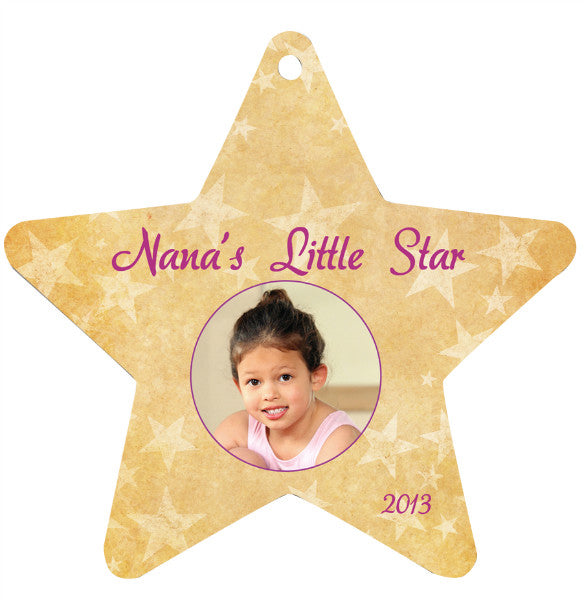 STAR 2 SIDED METAL ORNAMENT WITH RIBBON