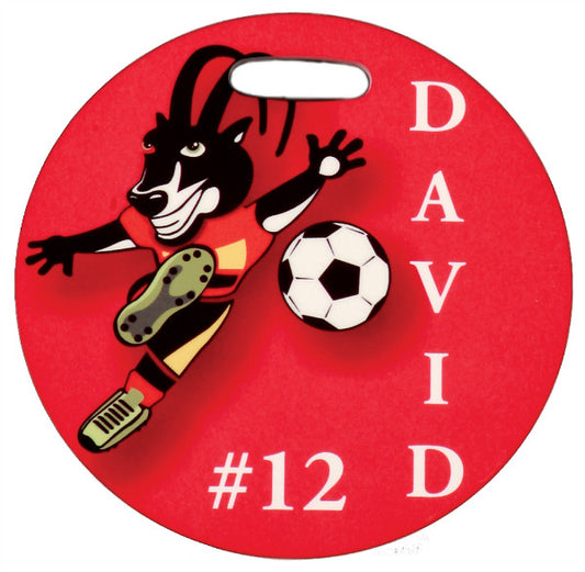 GLOSSY ROUND DOUBLE SIDED PLASTIC SPORTS BAG TAG