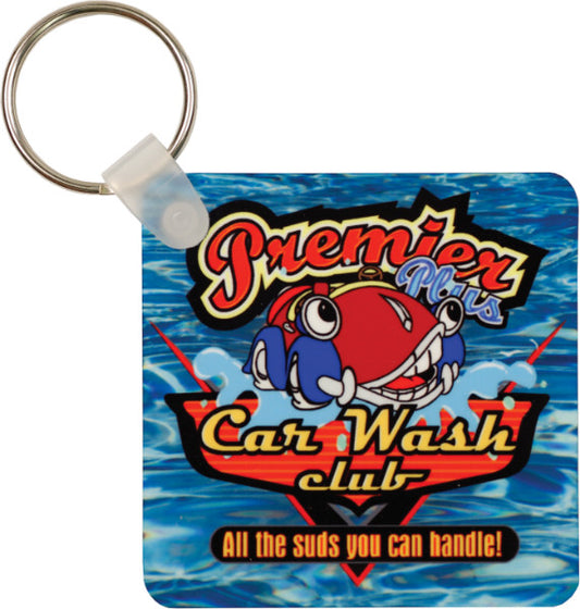 GLOSSY PLASTIC SQUARE KEY CHAIN