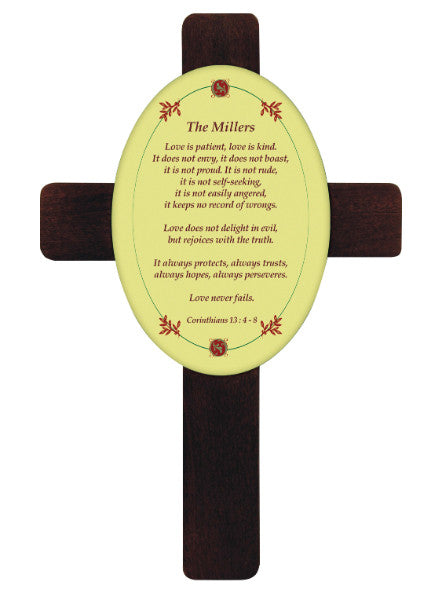 MAHOGANY HARDBOARD CROSS WITH HARDBOARD TILE